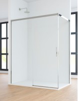 Mampara de ducha 1 hoja fija y 1 puerta corredera + lateral fijo modelo Cauce