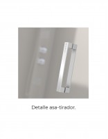 Mampara blanca corredera + lateral fijo detalle tirador