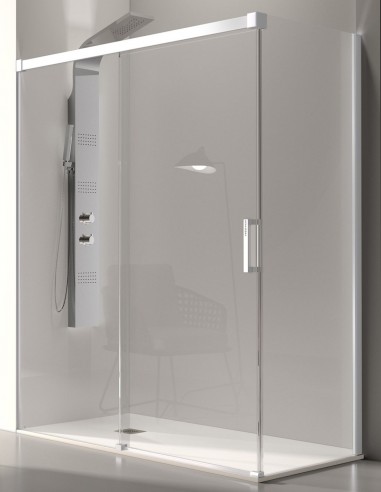 Mampara blanca corredera + lateral fijo Glasé de Kassandra