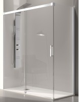 Mampara blanca corredera + lateral fijo Glasé de Kassandra