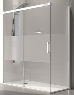 Mampara blanca corredera + lateral fijo Glasé de Kassandra 2