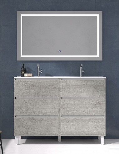 Mueble lavabo doble seno incluido cemento