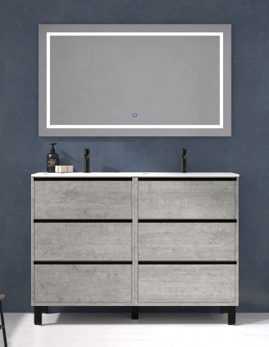 Mueble lavabo doble seno 6 cajones cemento
