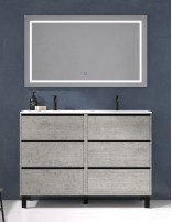 Mueble lavabo doble seno 6 cajones cemento