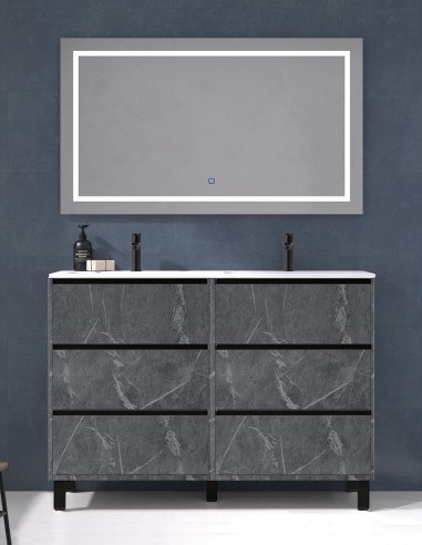 Mueble lavabo doble seno 6 cajones marquina