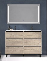 Mueble lavabo doble seno 6 cajones nature