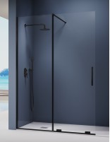 Mampara de ducha negra a hueco abierto modelo Moka de Kassandra