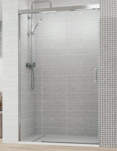 Mampara ducha fijo y correderas modelo MIÑO cromo de Bathplus