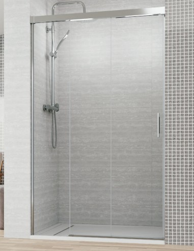 Mampara ducha fijo y correderas modelo MIÑO cromo de Bathplus