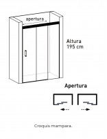Mampara ducha fijo y correderas blanca croquis