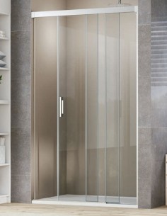 Mampara ducha fijo y correderas blanca modelo MIÑO de Bathplus 2