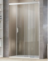 Mampara ducha fijo y correderas blanca detalle abierta