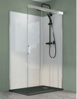 Mampara ducha fijo y correderas + lateral fijo modelo Miño cromo de Bathplus