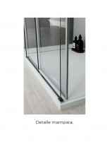 Mampara ducha fijo y correderas + lateral fijo negra detalle perfil base