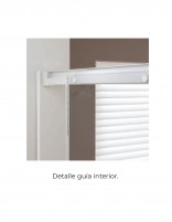 Mampara ducha fijo y correderas + lateral fijo blanca detalle guia