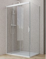 Mampara ducha fijo y correderas + lateral fijo blanca modelo Miño de Bathplus