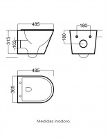 WC colgado pared croquis