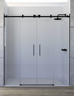 Mampara ducha acero negra modelo Pira Black Line de Seviban