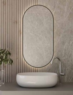 Espejo ovalado negro con led modelo Freddie