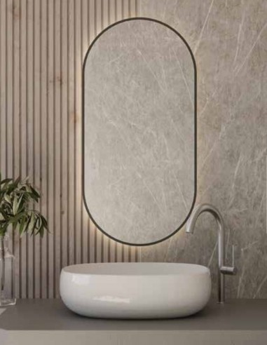 Espejo ovalado negro con led modelo Freddie