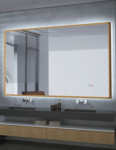 Espejo rectangular acero inoxidable dorado modelo CALIFORNIA de LED Imex