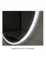 Espejo redondo marco iluminado detalle marco