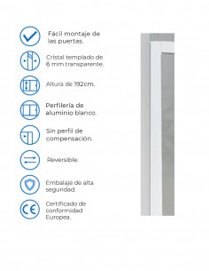 Mampara perfil blanco modelo 504 frontal con dos hojas fijas y dos correderas 2