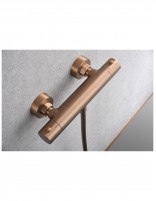 Kit grifería ducha oro rosa termostática detalle