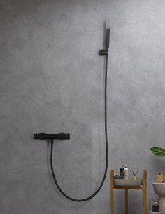 Kit grifería ducha negro termostático modelo Monza de Imex