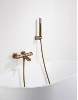 Kit grifería bañera y ducha oro rosa termostático