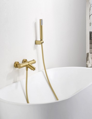 Kit grifería bañera y ducha oro termostático modelo Monza de Imex