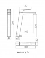 Grifo lavabo cuadrado croquis