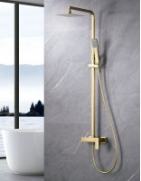 Columna de ducha cuadrada oro cepillado modelo Pisa de Imex