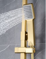 Columna de ducha cuadrada oro cepillado teleducha