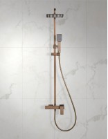 Columna de ducha cuadrada oro rosa cepillado Pisa