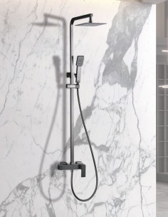 Columna de ducha cuadrada black gun metal modelo Pisa de Imex
