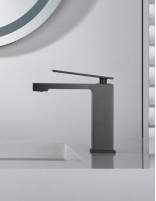 Grifo de lavabo cuadrado black gun metal modelo PISA de Imex