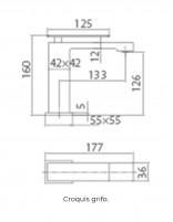 Grifo de lavabo cuadrado croquis