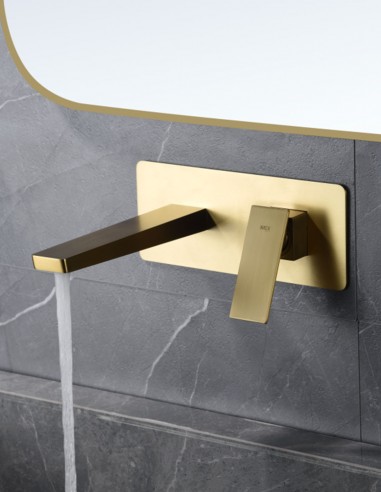 Grifo de lavabo empotrado cuadrado oro - oro rosa modelo Pisa de Imex