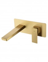 Grifo de lavabo empotrado cuadrado oro