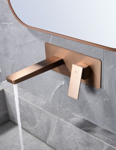 Grifo de lavabo empotrado cuadrado oro - oro rosa modelo Pisa de Imex 2