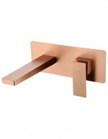 Grifo de lavabo empotrado cuadrado oro rosa