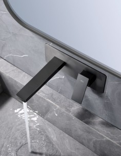 Grifo de lavabo empotrado cuadrado black gun metal modelo Pisa de Imex