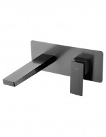 Grifo de lavabo empotrado cuadrado black gun metal detalle