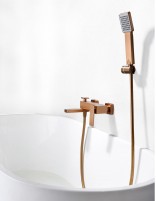 Grifo de bañera y ducha cuadrado oro rosa