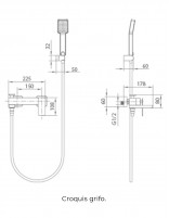 Grifo de bañera y ducha cuadrado croquis