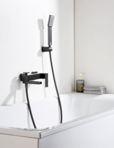 Grifo de bañera y ducha cuadrado black gun metal modelo Pisa de Imex