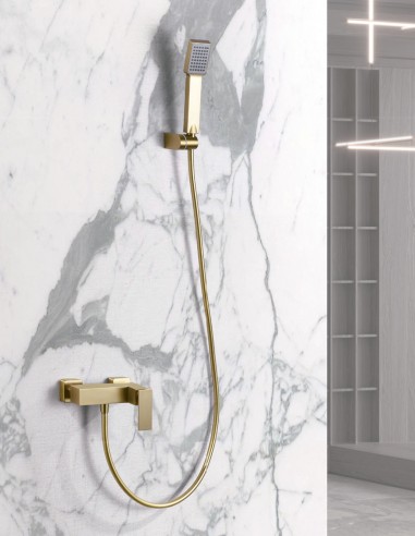 Grifo de ducha cuadrado oro - oro rosa modelo PISA de Imex