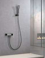 Grifo de ducha cuadrado black gun metal modelo PISA de Imex