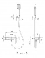 Grifo de ducha cuadrado croquis